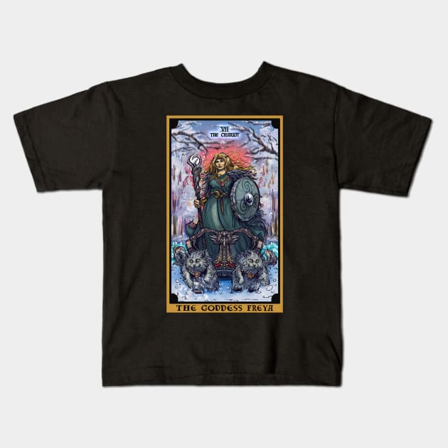 The Goddess Freya The Chariot Tarot Card Kids T-Shirt by TheGhoulishGarb